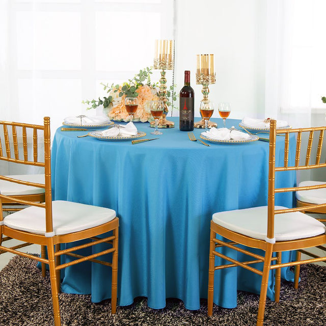 Round Polyester Tablecloth 120" Turquoise