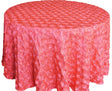 Round Satin Rosette Tablecloth 132" Coral