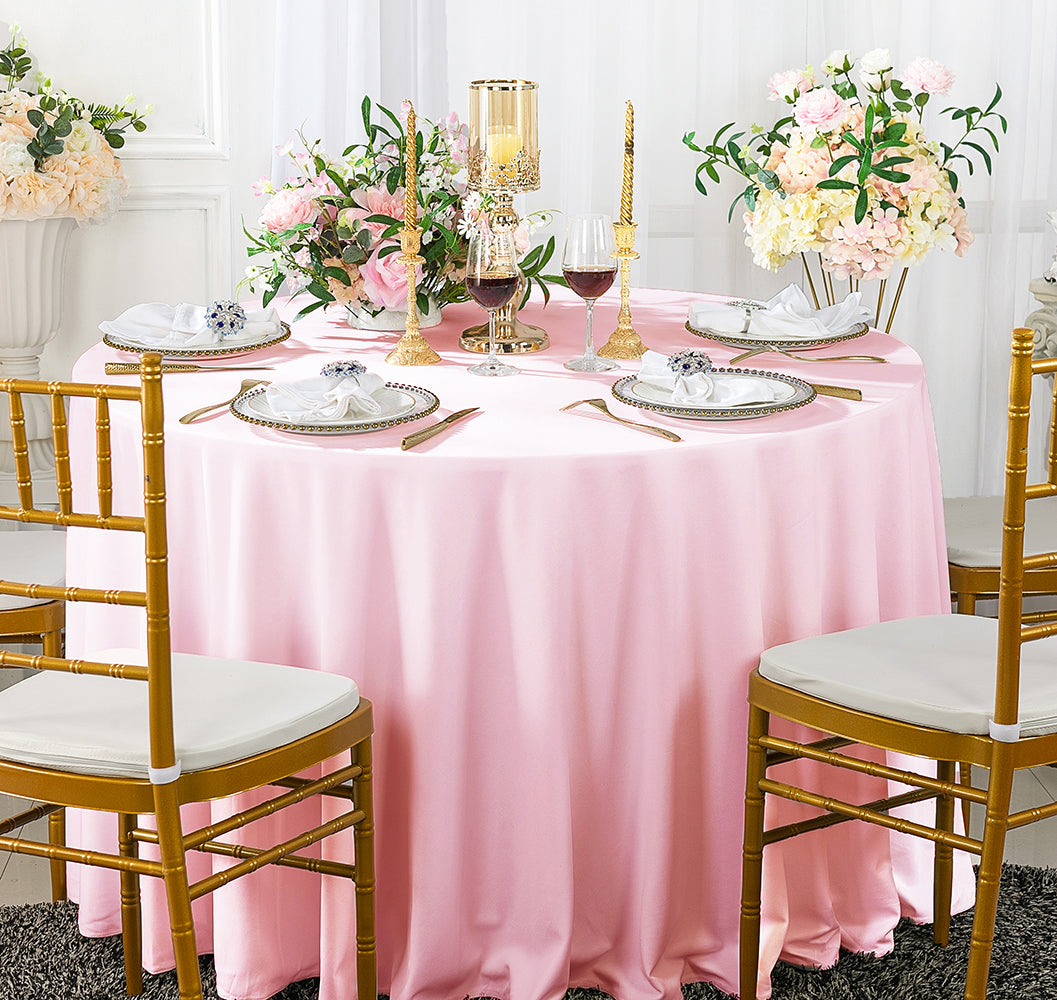 Round Scuba Tablecloth 132 Inch Pink