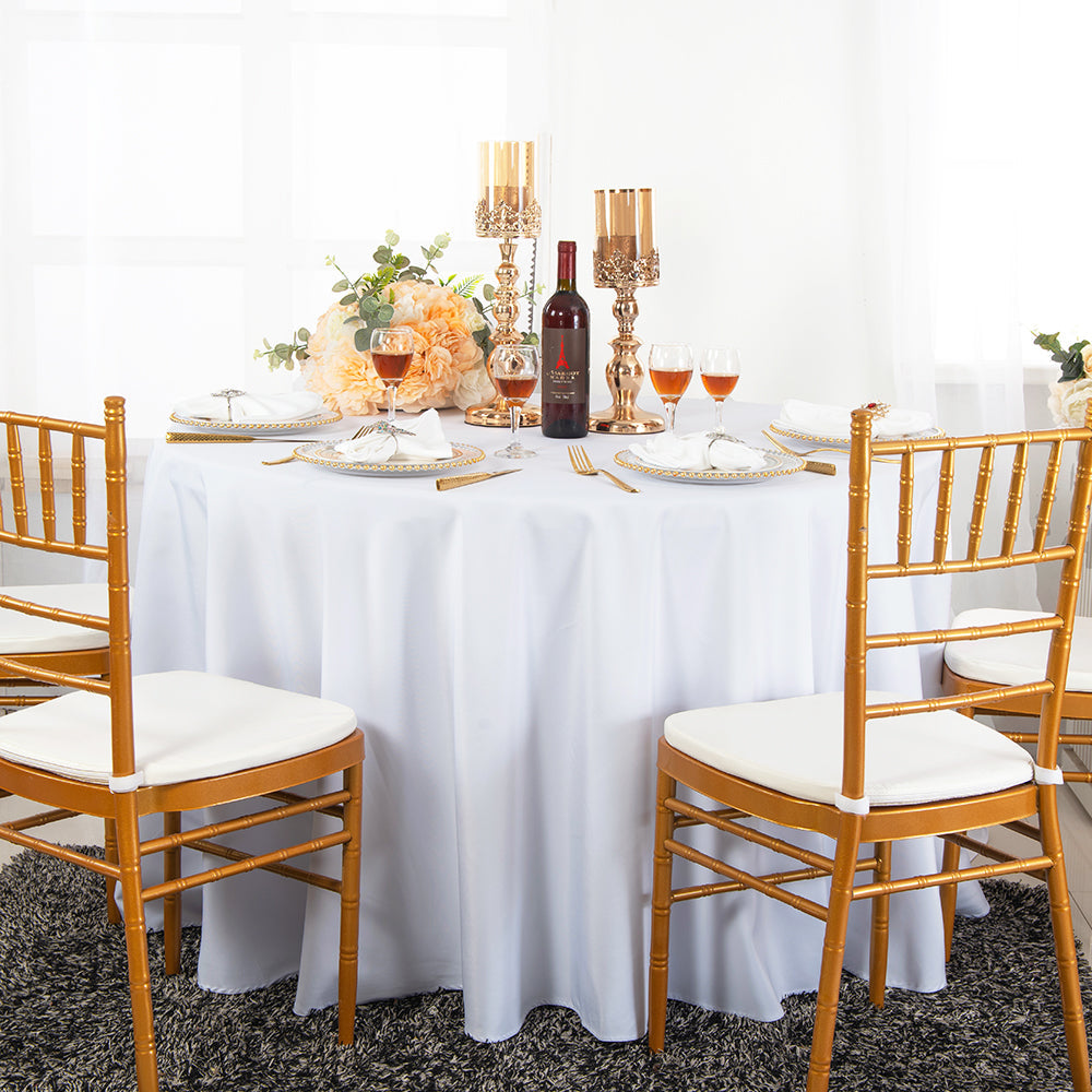 Round Polyester Tablecloth 108" White