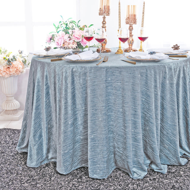 Round Velvet Tablecloth 120" Seamless Dusty Blue