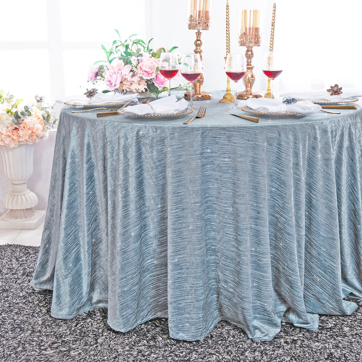 Round Chenille Shimmer Metallic Jacquard Velvet Tablecloth