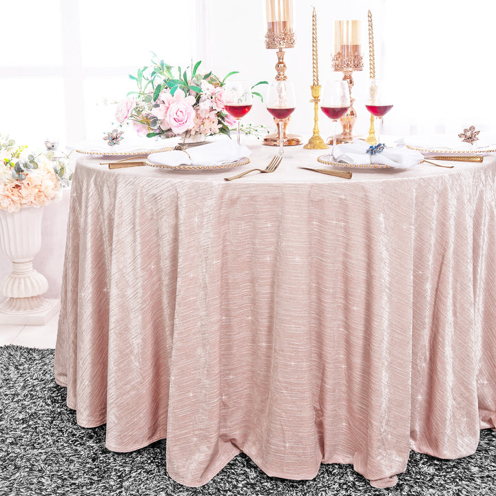 Round Chenille Shimmer Metallic Jacquard Velvet Tablecloth