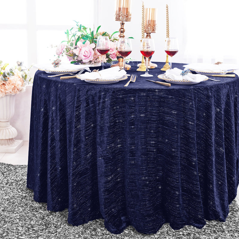 Premium Chenille Shimmer Metallic Velvet Round Tablecloth