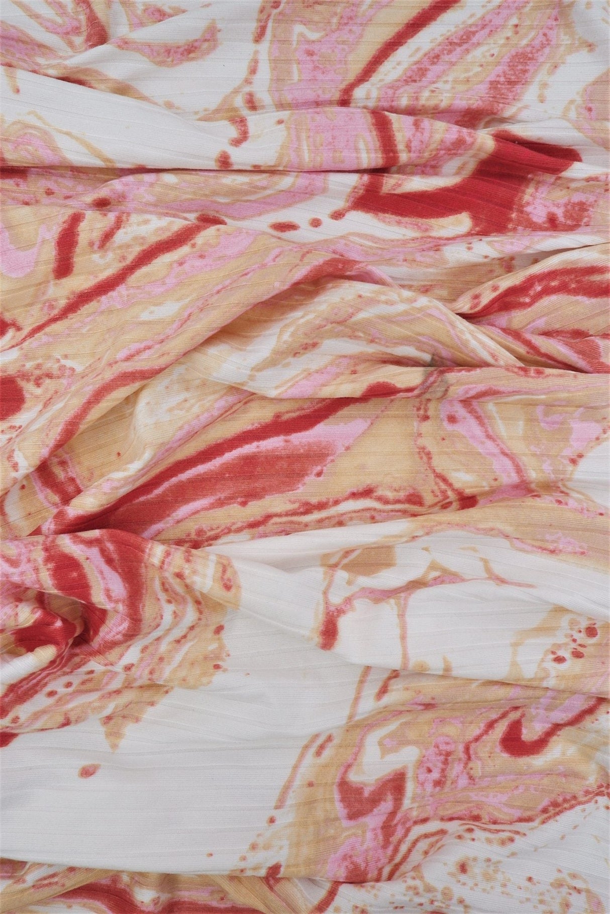 Rib Knit Marble Tie-Dye Print Fabric