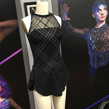 Glitter Stretch Mesh Black Plaid