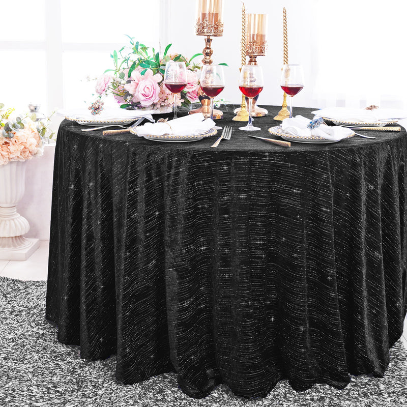 Seamless Round Chenille Shimmer Velvet Tablecloth
