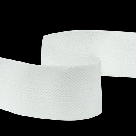 Italian White Stretch Twill Tape - 1"