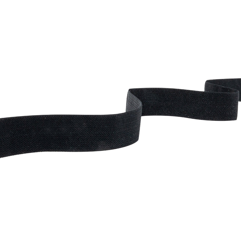 Italian Black Stretch Twill Tape - 1"
