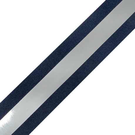 Italian Navy and Silver Reflective Grosgrain Ribbon - 1.0625"