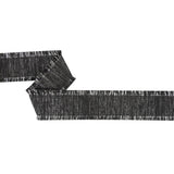 Italian Black and Silver Metallic Grosgrain Ribbon with Fringe - 1.4375"