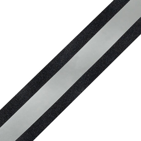 Italian Black and Silver Reflective Grosgrain Ribbon - 1.0625"