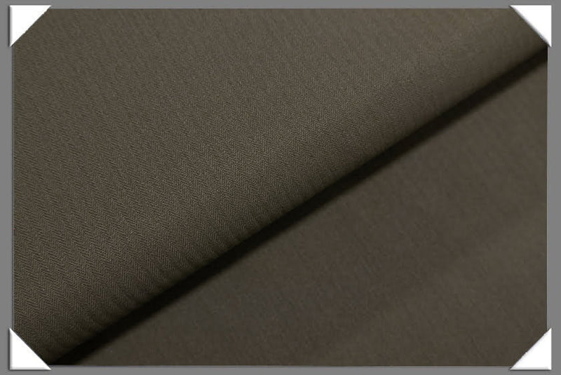 Khaki Vegan Herringbone Polyester Fabric - Herringbone, Khaki, 60" Width