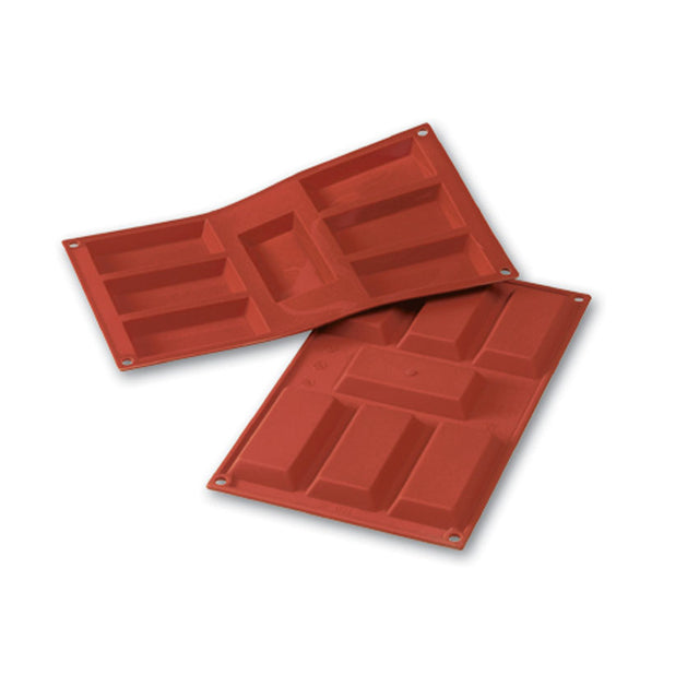 Silikomart Silicone Flexible Bakeware Financier 1.7 Oz, 3.74" x 1.77" x 0.47" High, 7 Cavities