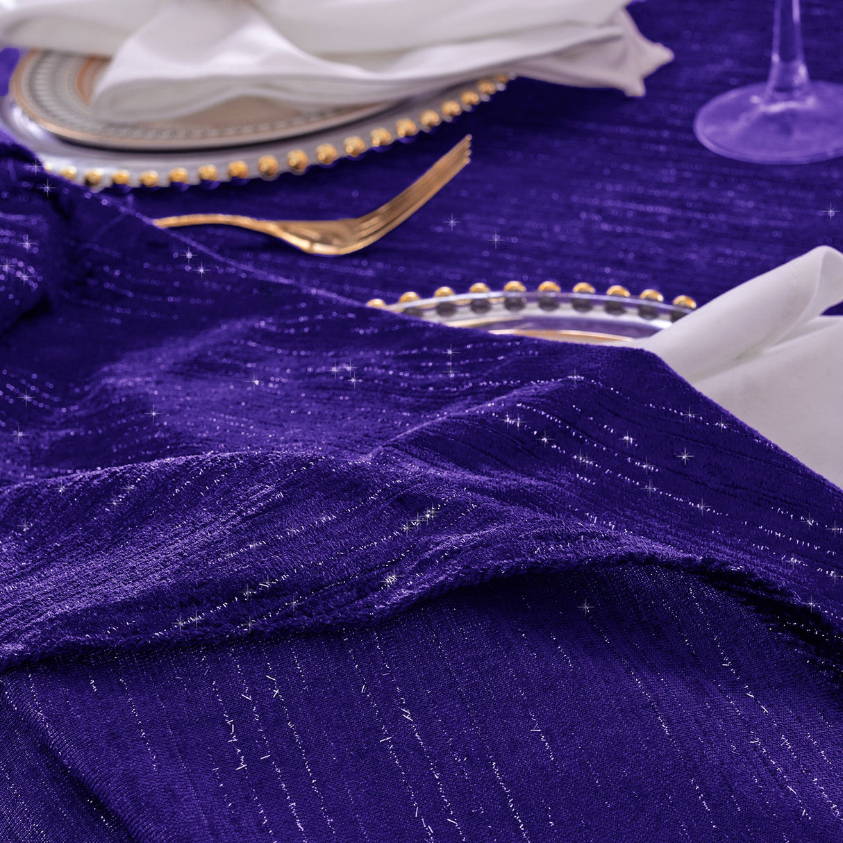 Round Velvet Tablecloth 132" Regency Purple