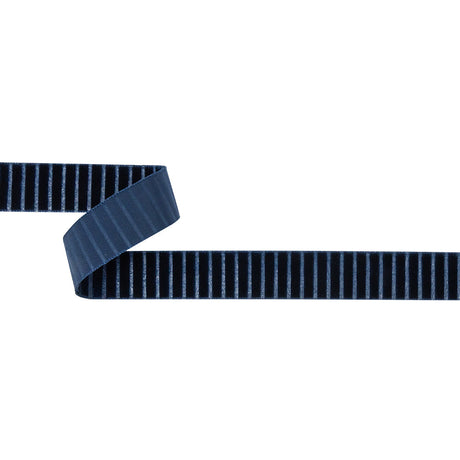 Italian Navy Vertical Stripes Velvet Burnout Trim - 0.875"