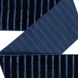 Italian Navy Vertical Stripes Velvet Burnout Trim - 1.4375"