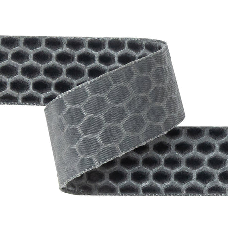 Italian Gray Honeycomb Velvet Burnout Trim - 0.875"