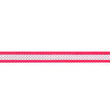 Italian Neon Pink and White Polka Dot Striped Petersham Grosgrain Ribbon - 1"