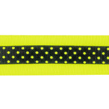 Italian Neon Yellow and Black Polka Dot Striped Petersham Grosgrain Ribbon - 1"