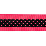 Italian Neon Pink and Black Polka Dot Striped Petersham Grosgrain Ribbon - 1"
