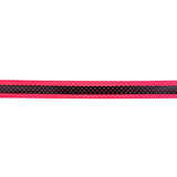 Italian Neon Pink and Black Polka Dot Striped Petersham Grosgrain Ribbon - 1"