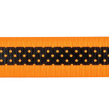 Italian Neon Orange and Black Polka Dot Striped Petersham Grosgrain Ribbon - 1"