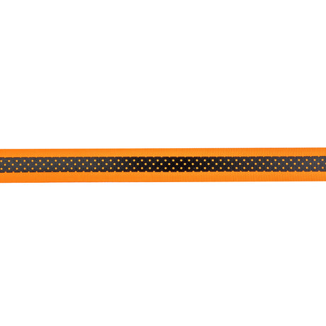 Italian Neon Orange and Black Polka Dot Striped Petersham Grosgrain Ribbon - 1"