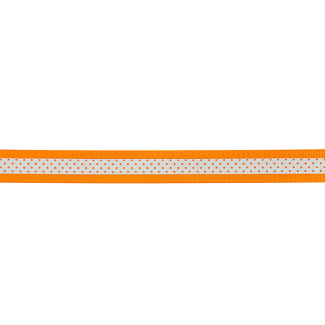 Italian Neon Orange and White Polka Dot Striped Petersham Grosgrain Ribbon - 1"