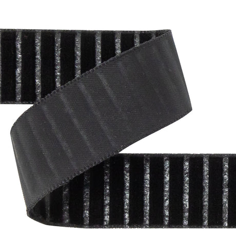 Italian Black Vertical Stripes Velvet Burnout Trim - 0.875"