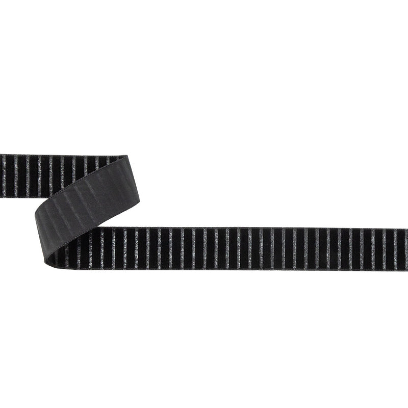 Italian Black Vertical Stripes Velvet Burnout Trim - 0.875"