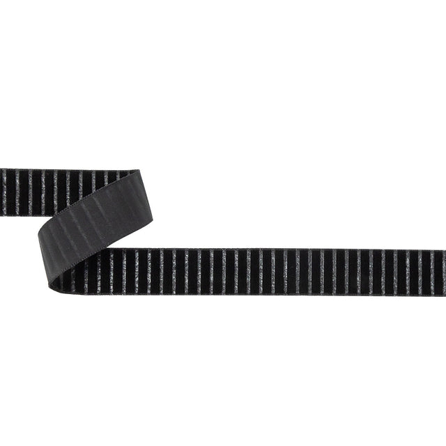 Italian Black Vertical Stripes Velvet Burnout Trim - 0.875"