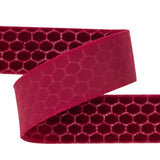 Italian Red Honeycomb Velvet Burnout Trim - 0.875"