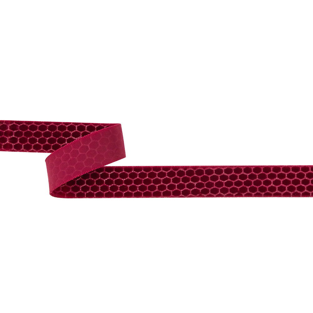 Italian Red Honeycomb Velvet Burnout Trim - 0.875"