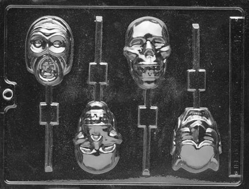 Scary Faces Lolly Chocolate Mold