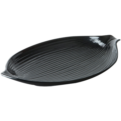 G. E. T. Melamine Leaf Plate, 10.5," Black Elegance Series - Case of 24