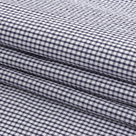 Organic Cotton Seersucker - Navy Gingham - Olinda Collection