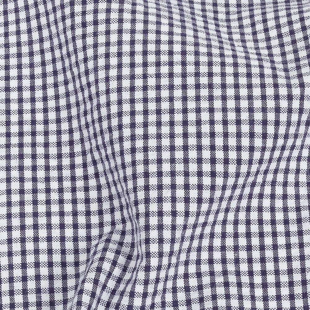 Organic Cotton Seersucker - Navy Gingham - Olinda Collection