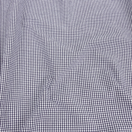 Organic Cotton Seersucker - Navy Gingham - Olinda Collection