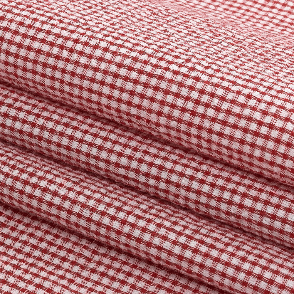 Organic Cotton Seersucker - Red Gingham - Olinda Collection