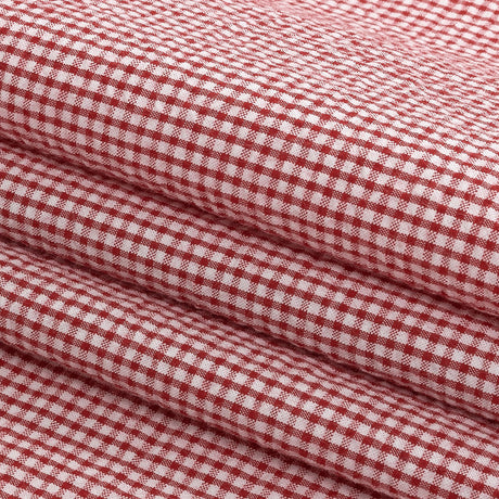 Organic Cotton Seersucker - Red Gingham - Olinda Collection