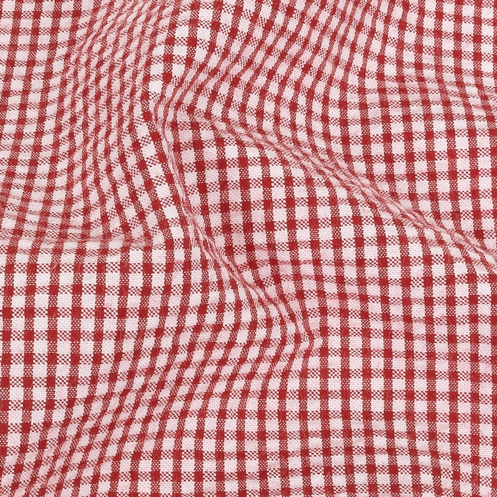 Organic Cotton Seersucker - Red Gingham - Olinda Collection