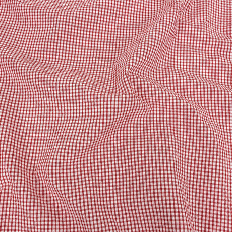 Organic Cotton Seersucker - Red Gingham - Olinda Collection