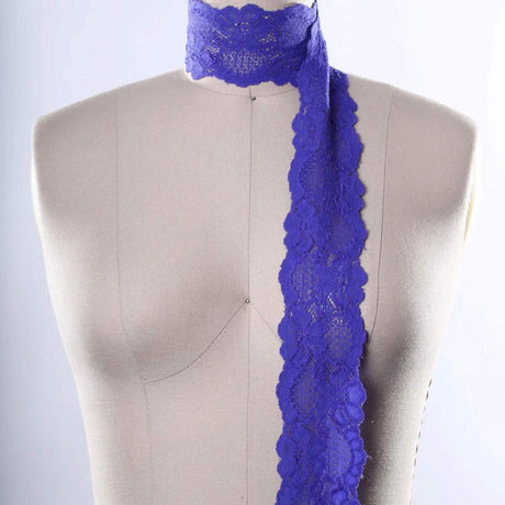 2 Yards Purple Wide Stretch Lace 2.5" Floral Elastic Trim for Lingerie, Overlays & Accents