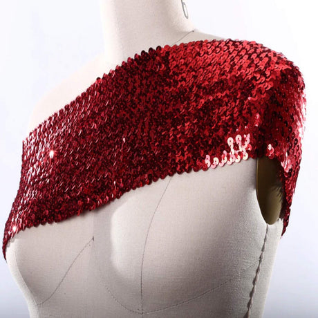 1 Yard 6" Red Stretch Flat Sequin Banded Trim for Bandeaus Making and Costume Making