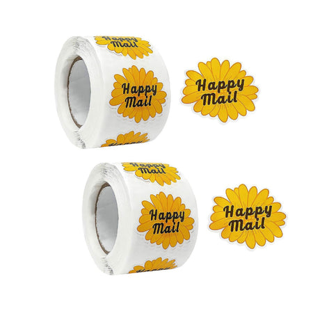 500 Pieces Wrapables Happy Mail Floral Thank You Stickers Roll 1.5 Inch