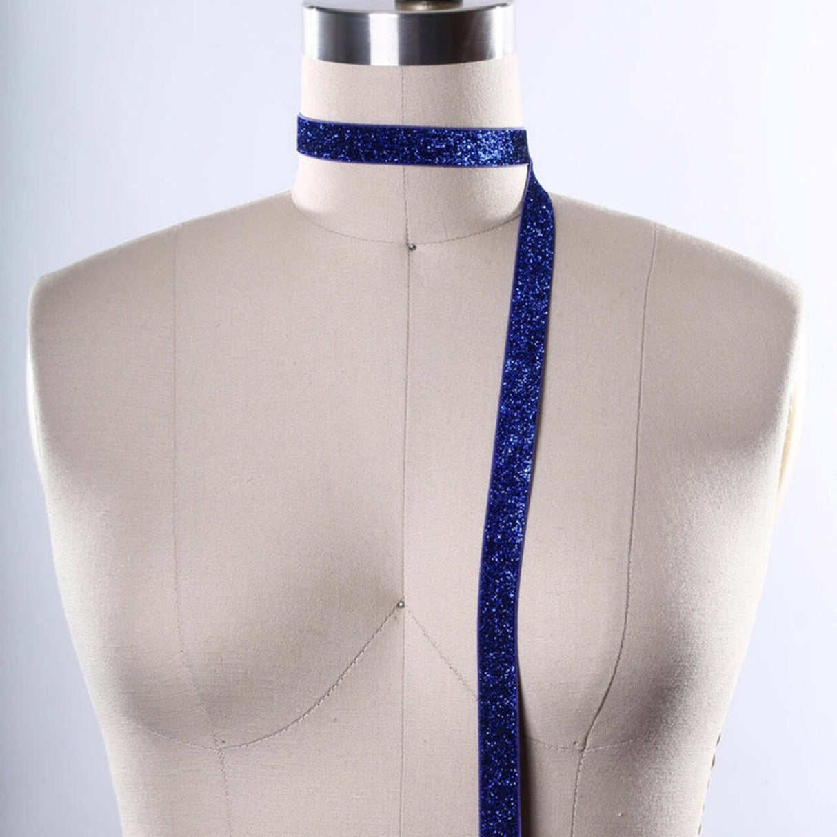 2 Yards Royal Blue Glitter Elastic 3/8" Shiny Trim for Hair Accessories & Crafts