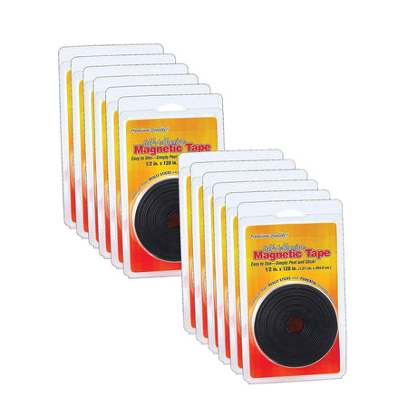 Hygloss Self Adhesive Magnetic Tape Roll, 1/2" x 120", Pack of 6