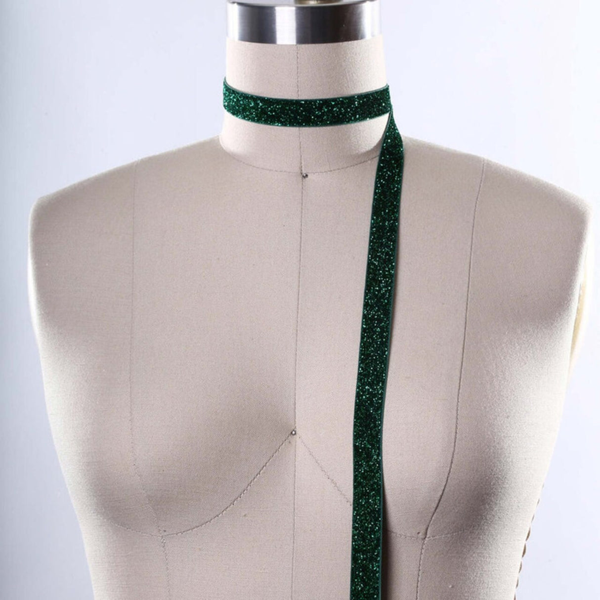 2 Yards 5/8" Christmas Green Glitter Elastic Trim for Headband Making