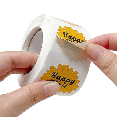 500 Pieces Wrapables Happy Mail Floral Thank You Stickers Roll 1.5 Inch